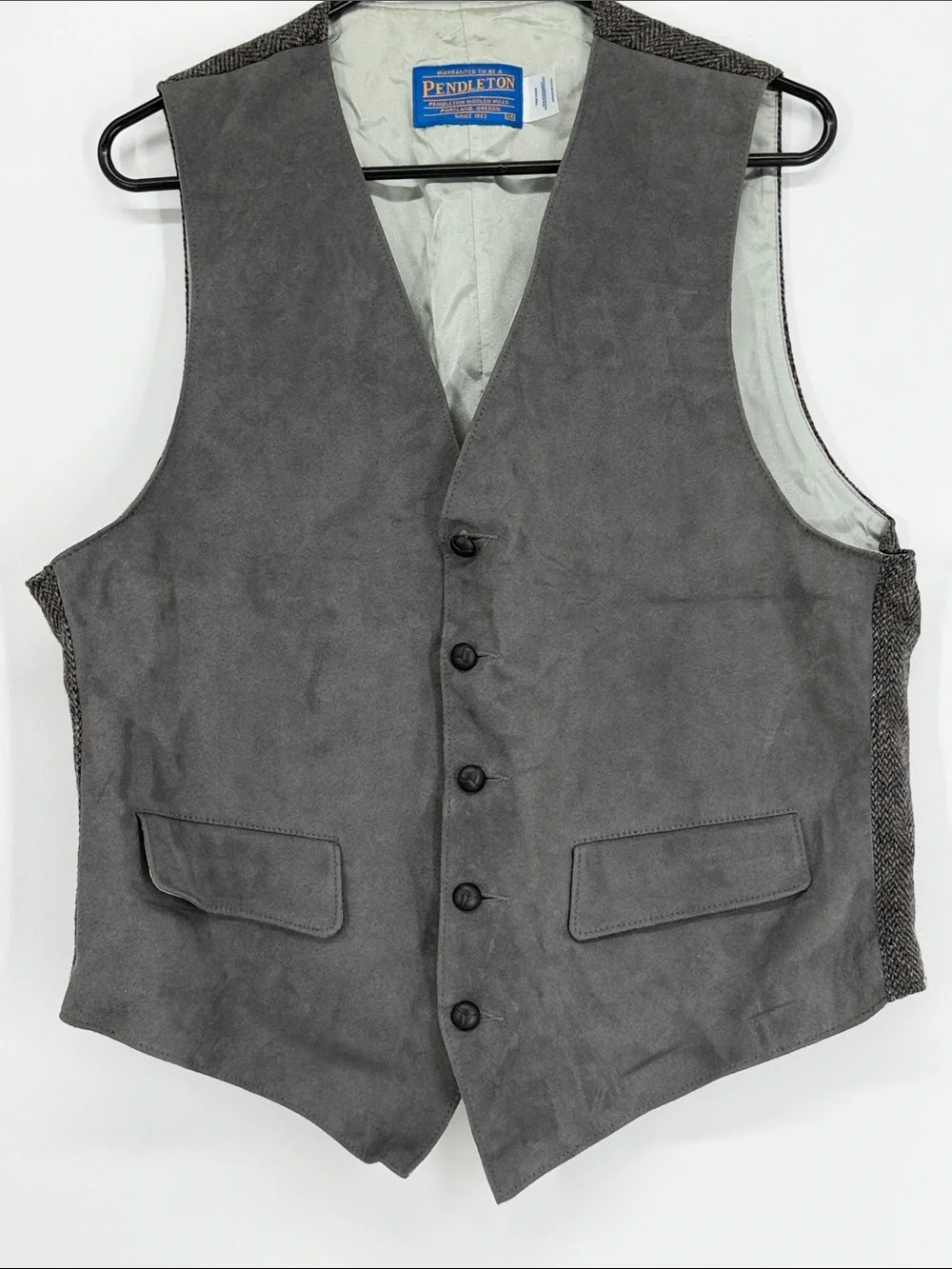Pendleton Suede & Tweed Vest Men’s Size 46 Gray